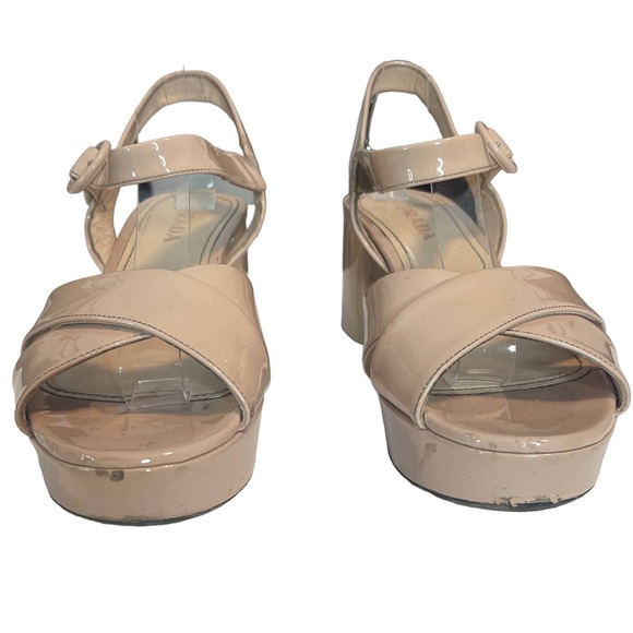 Prada Vernice Patent Leather Crisscross Platform Sandals Size 39.5 Retail $1,170 - Picture 5 of 11